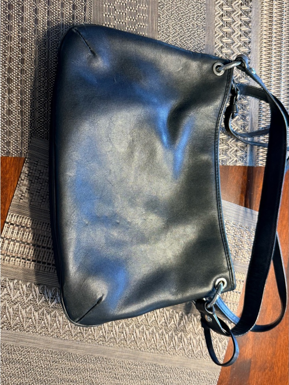 Coach Black Leather Messenger Crossbody with Silver Hardware - Picture 3 of 5